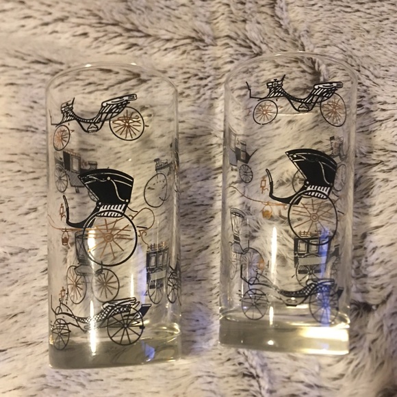 Vintage Libbey Buggy & Carriage Drinking Glasses Tumblers - Picture 2 of 15